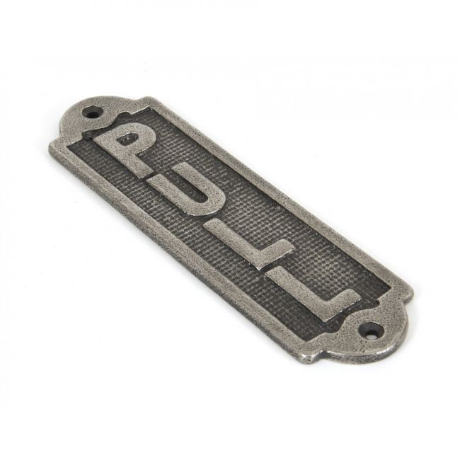 Antique Pewter "Pull" Sign or Finger Plate Antique Pewter "Pull" Sign or Finger Plate