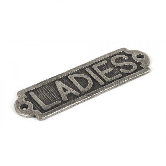 Antique Pewter Solid Brass Bathroom Sign or Push Plate – ‘Ladies’ Antique Pewter Solid Brass Bathroom Sign or Push Plate – ‘Ladies’