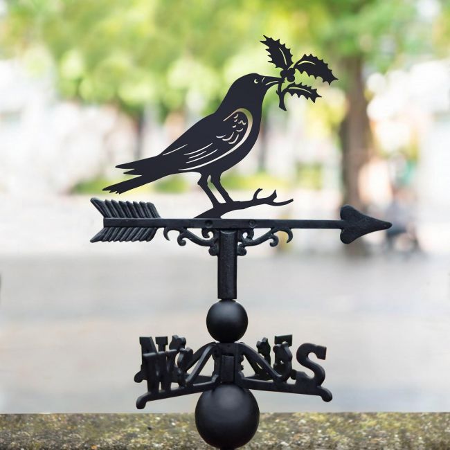 Raven & Holly Design on Black Weathervane Raven & Holly Design on Black Weathervane
