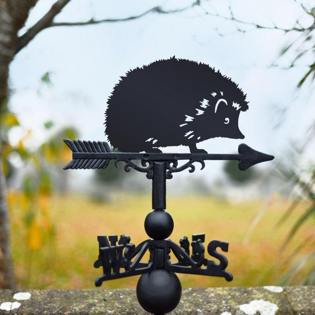 Black Weathervane with Hedgehog Design 