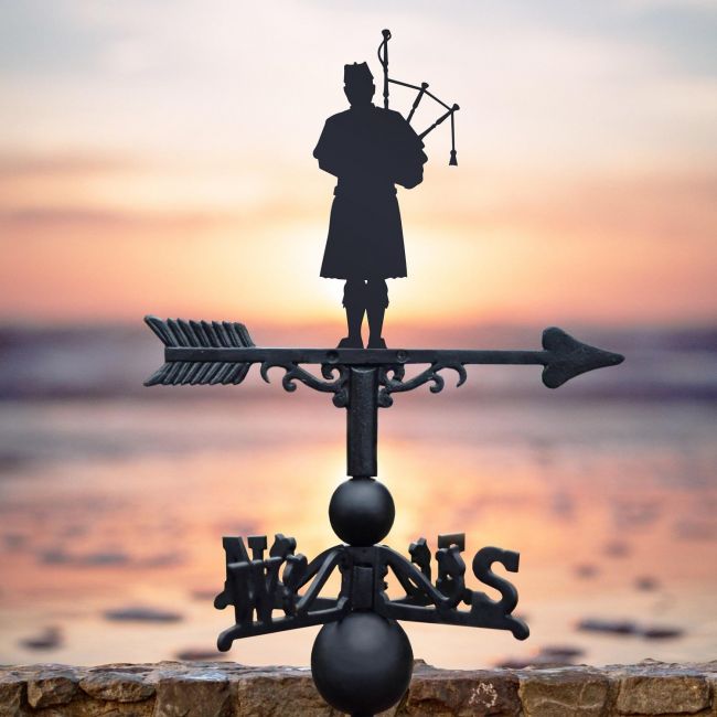 Black Weathervane with Scottish Bagpiper Black Weathervane with Scottish Bagpiper