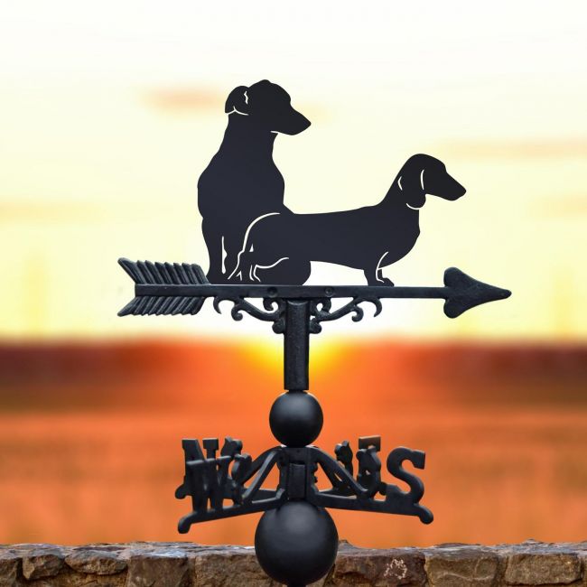 "Dachshund & Jack Russel" Weathervane with Sunset 