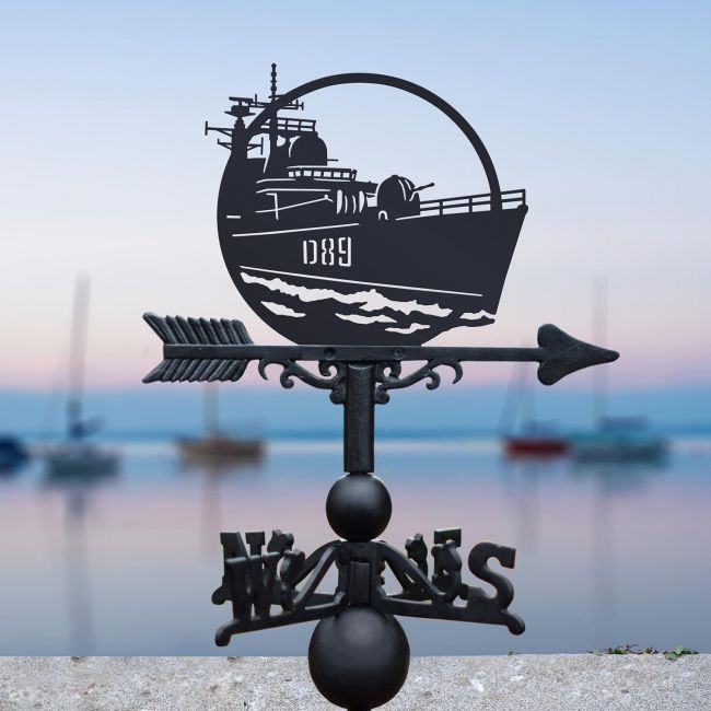 HMS Exeter Weathervane in Situ by a Boat Dock HMS Exeter Weathervane in Situ by a Boat Dock