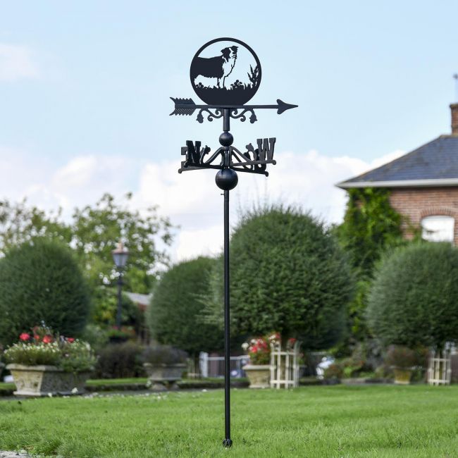 Border Collie Free Standing Weathervane in Use in the Garden Border Collie Free Standing Weathervane in Use in the Garden
