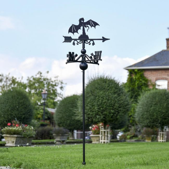 Fire Breathing Dragon Free Standing Weathervane in the Garden Fire Breathing Dragon Free Standing Weathervane in the Garden
