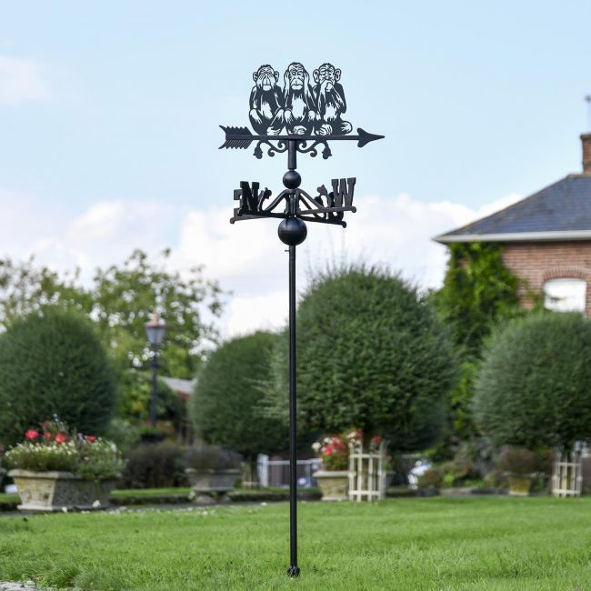 "See No Evil, Hear No Evil, Speak No Evil" Free Standing Weathervane in the Garden "See No Evil, Hear No Evil, Speak No Evil" Free Standing Weathervane in the Garden