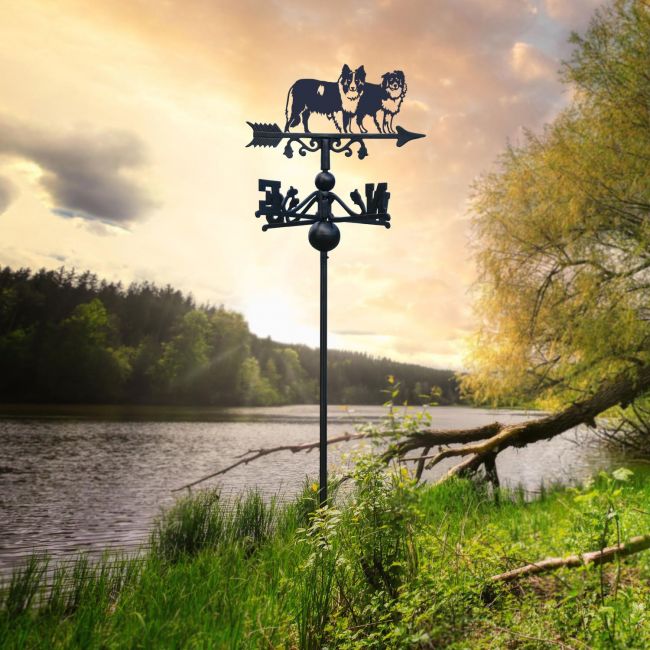 Two Border Collies Free Standing Weathervane Two Border Collies Free Standing Weathervane
