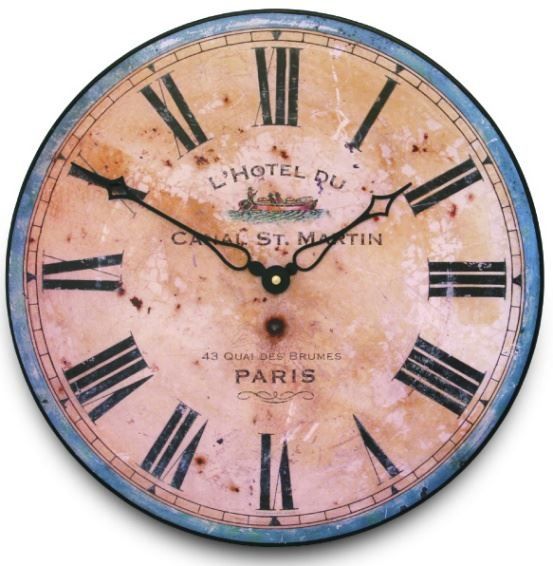 Rustic French "L" Hotel du Canal St Martin" Wall Clock 