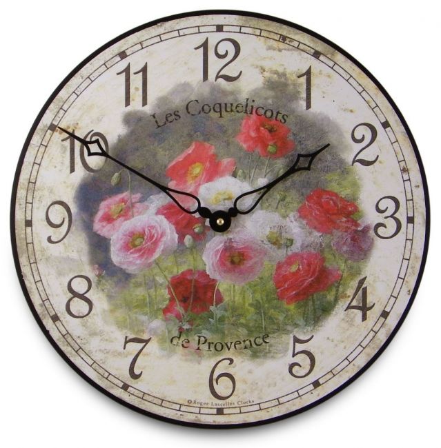 Traditional "Les Coquelicots de Provence" Flower Wall Clock 