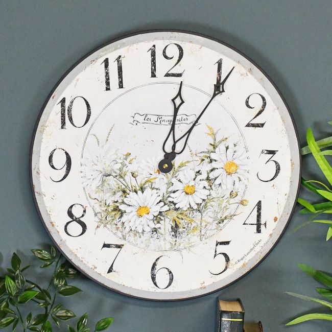 Rustic Daisy pattern wall clock