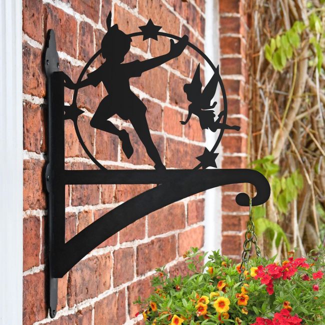 Peter Pan Hanging Basket Bracket in Situ on a Brick Wall Peter Pan Hanging Basket Bracket in Situ on a Brick Wall