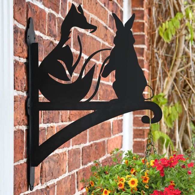 Fox & Rabbit Hanging Basket Bracket Mounted to a Brick Wall Fox & Rabbit Hanging Basket Bracket Mounted to a Brick Wall