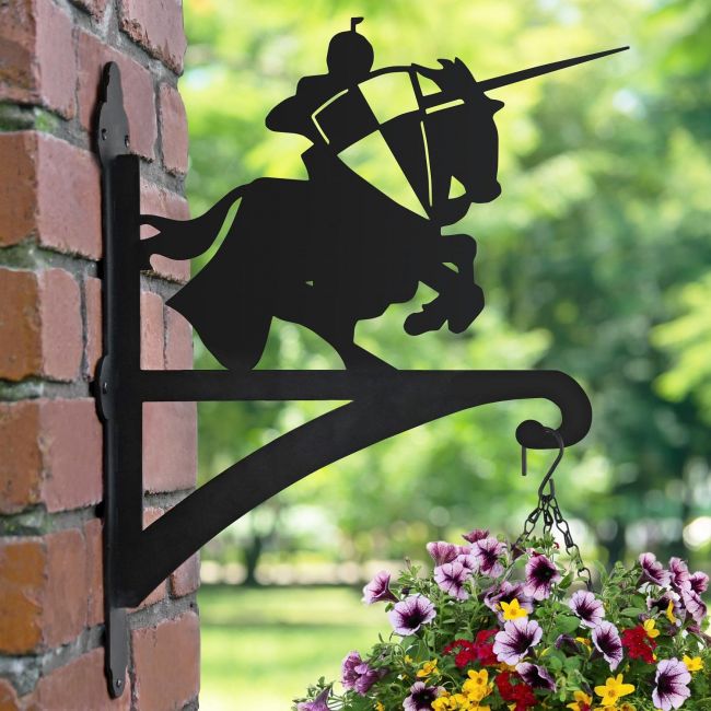 Knight Iron Hanging Basket Bracket in Black Knight Iron Hanging Basket Bracket in Black