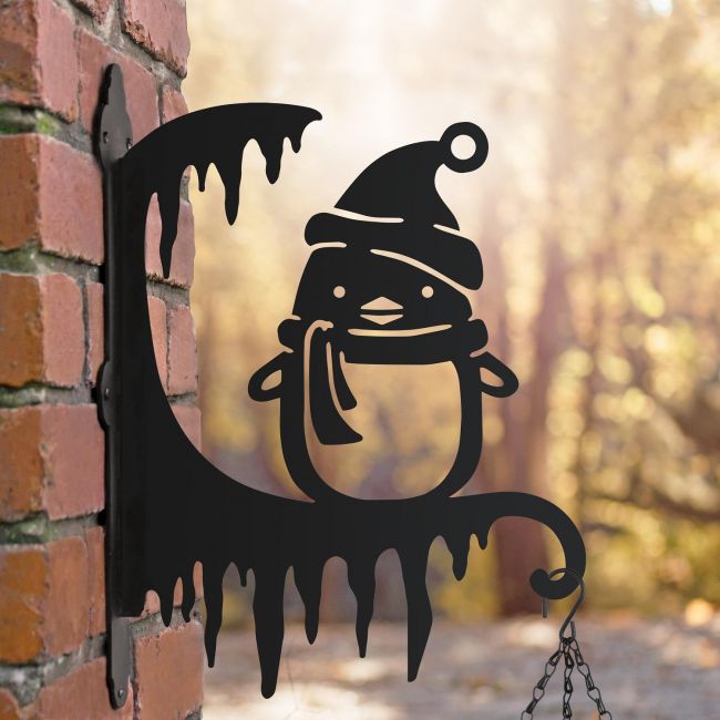 Penguin on Hanging Basket Bracket 