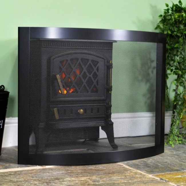 Contemporary Curved Bespoke Fire Guard Finished in Black Contemporary Curved Bespoke Fire Guard Finished in Black