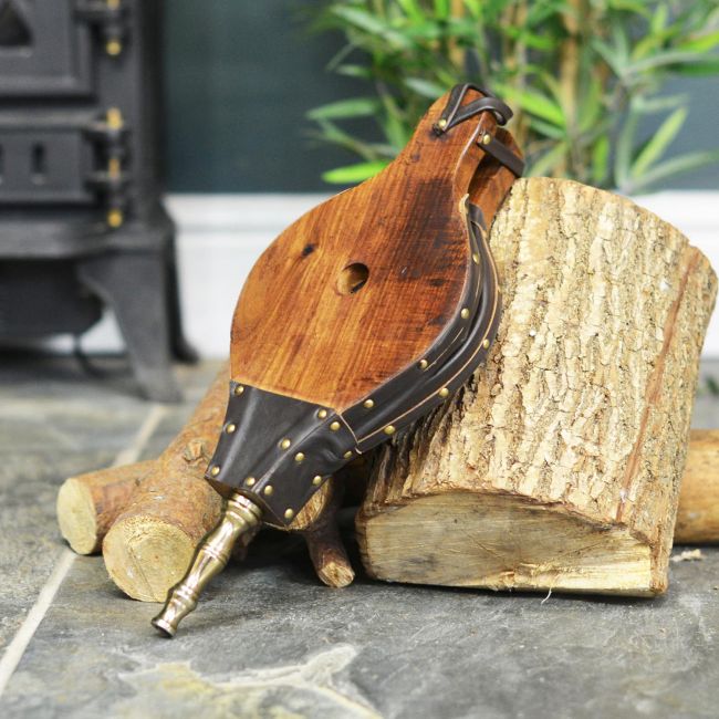 Traditional Hardwood and Leather Fireplace Bellows Traditional Hardwood and Leather Fireplace Bellows