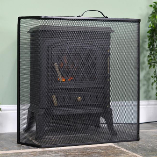 Arched Boxed Spark Guard in Situ Next to the Fire Arched Boxed Spark Guard in Situ Next to the Fire
