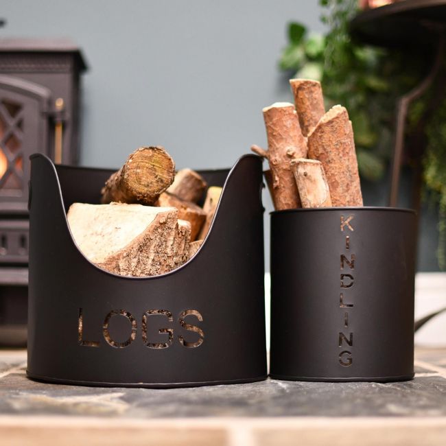 Modern Log Bucket & Kindling Holder Modern Log Bucket & Kindling Holder