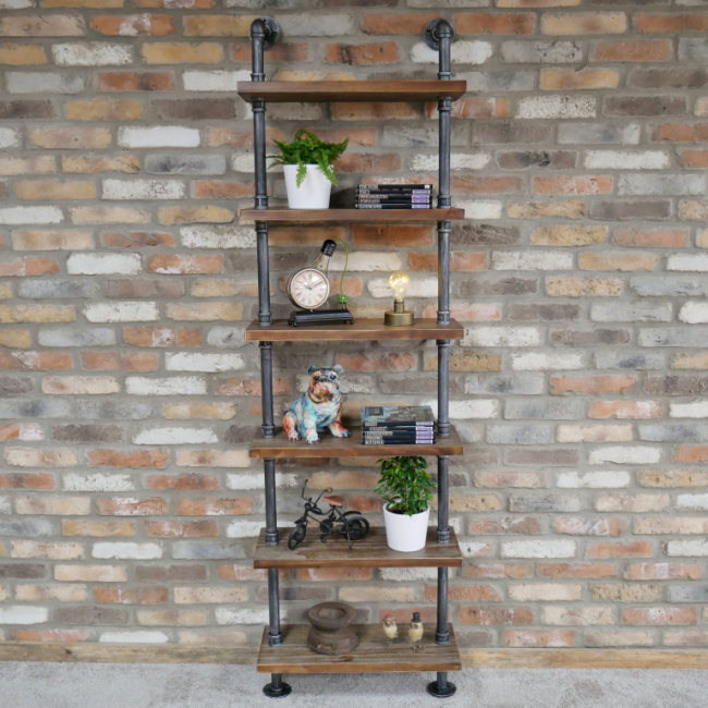 Tall Industrial Pipe Shelving Unit in Situ Tall Industrial Pipe Shelving Unit in Situ