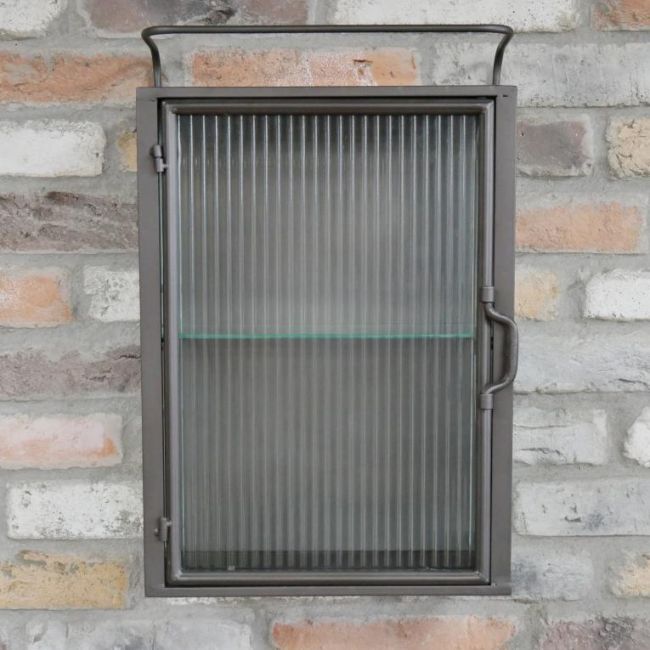 Industrial Ribbed Metal & Glass Wall Unit - Small Industrial Ribbed Metal & Glass Wall Unit - Small