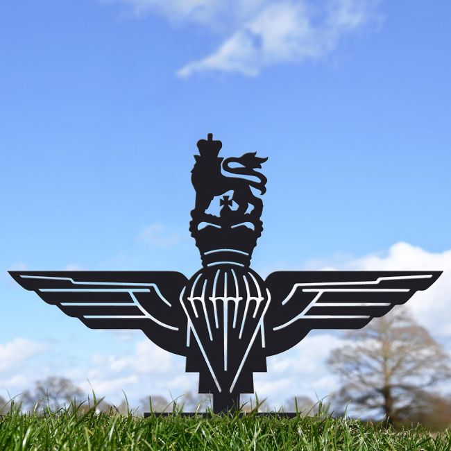 Black British Parachute Regiment Silhouette Ornament in the Garden