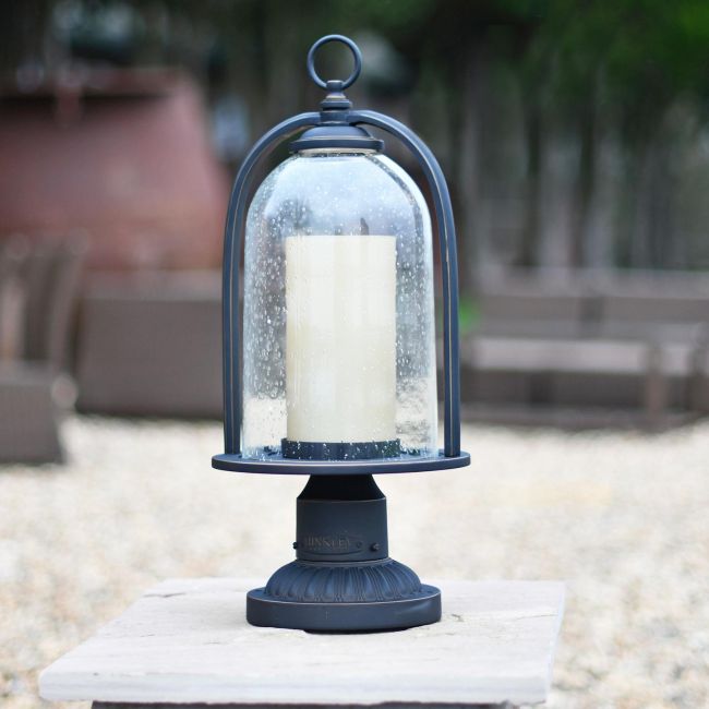 Beautiful bell shaped garden light on brick pillar Beautiful bell shaped garden light on brick pillar