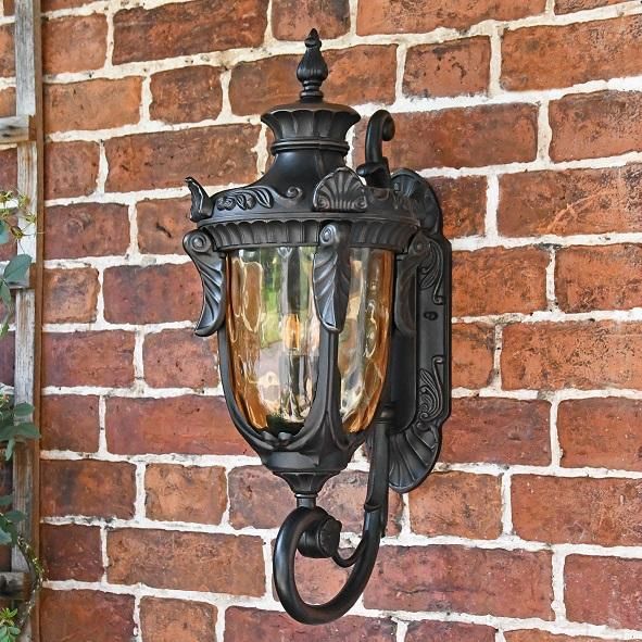 Antique Ornate Bronze Bottom-Fix Wall Lantern 