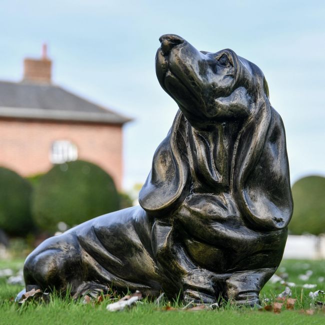Basset Hound Antique Gold Garden Sculpture Basset Hound Antique Gold Garden Sculpture