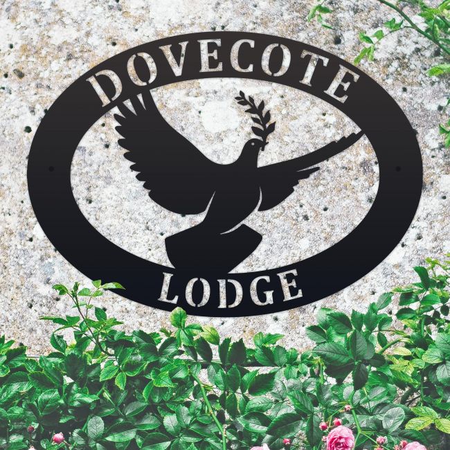 Dove Iron House Name Sign 