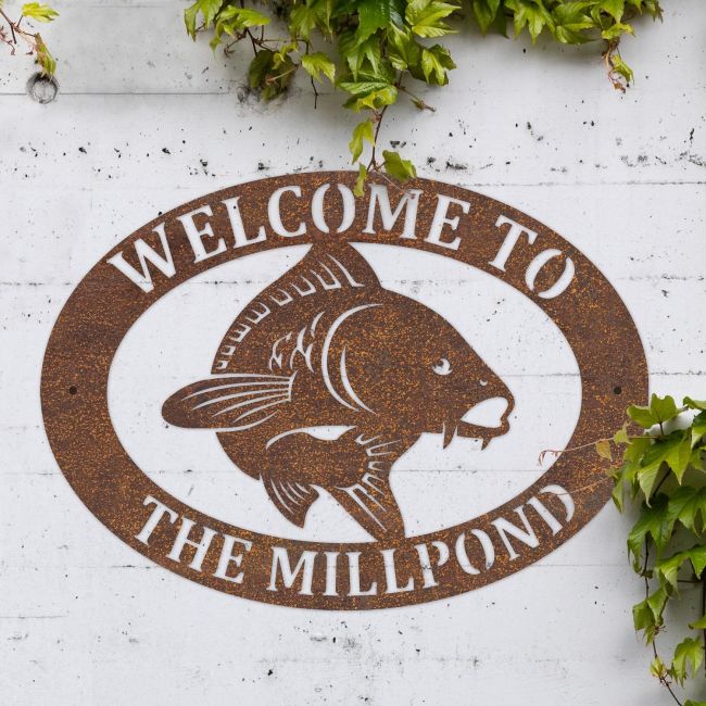Koi Carp Fish Iron House Name Sign