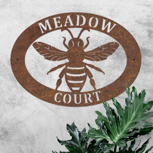 Rustic "Bumblebee" Iron Oval House Sign 