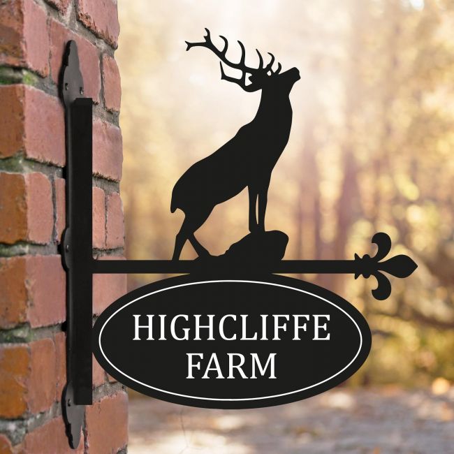Stag Iron Bracketed House Name Sign 