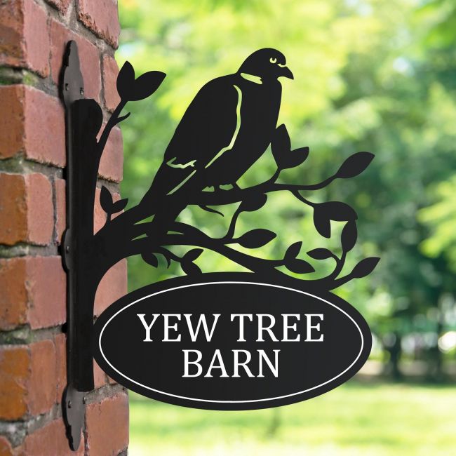 Wood Pigeon House Name Sign 