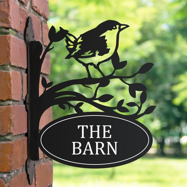 Bracketed Wren House Name Sign 