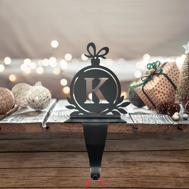 Letter K Stocking Holder in Situ on a Mantel Piece Letter K Stocking Holder in Situ on a Mantel Piece