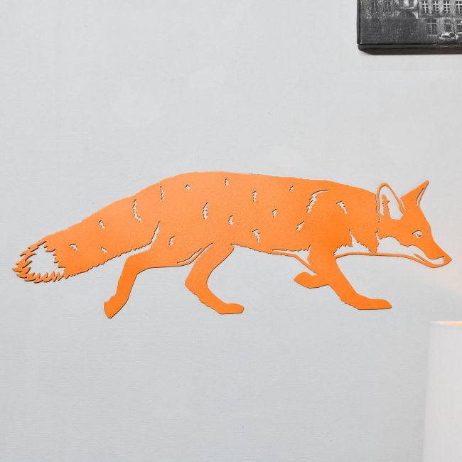 Orange Fox Wall Art in Situ on a White Wall