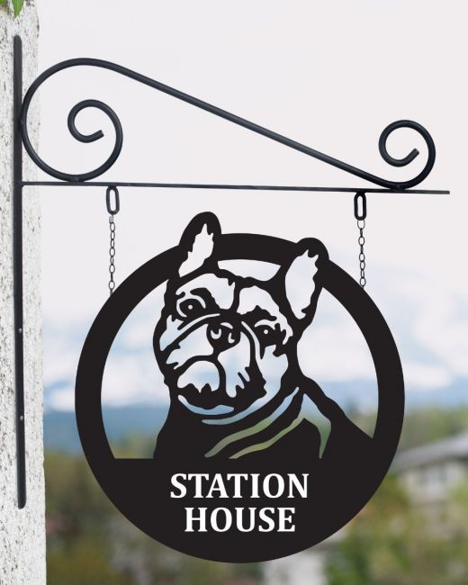 Circular "French Bulldog" Hanging Wall Sign