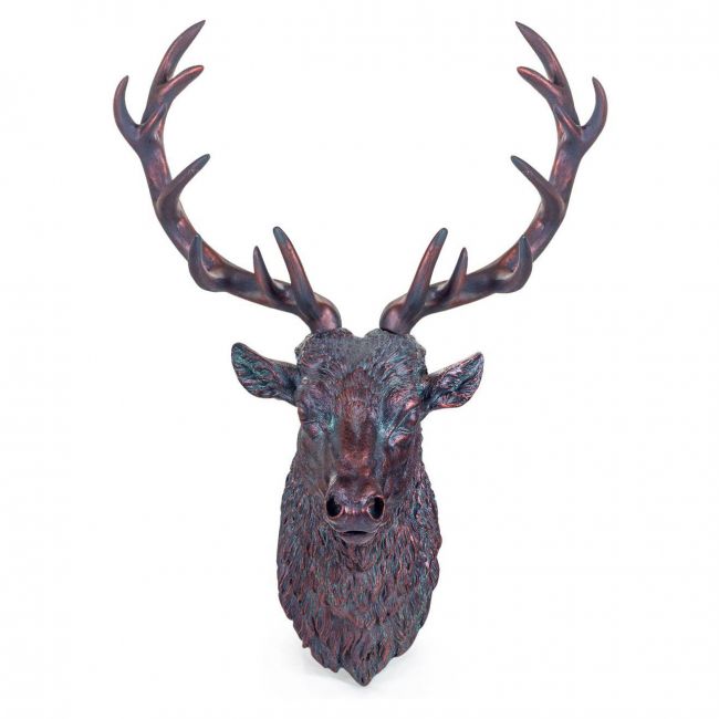 Stag Wall Bust Finished in a Verdigris Bronze Stag Wall Bust Finished in a Verdigris Bronze
