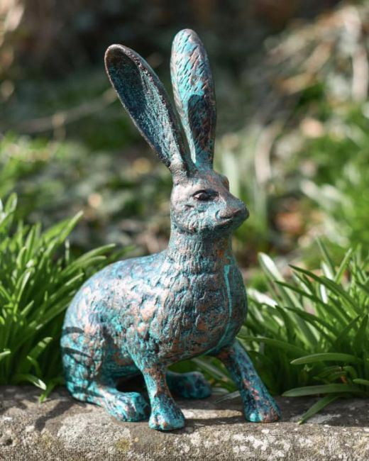 Verdigris Cast Aluminium "Clover" The Sitting Rabbit Garden Sculpture Main Verdigris Cast Aluminium "Clover" The Sitting Rabbit Garden Sculpture Main