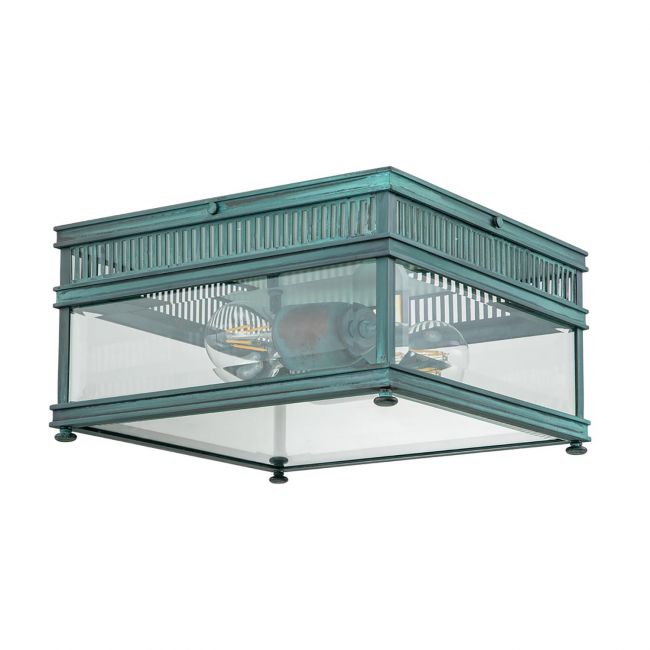 Verdigris Green "Recon" Square Flush Ceiling Light - 30cm Verdigris Green "Recon" Square Flush Ceiling Light - 30cm