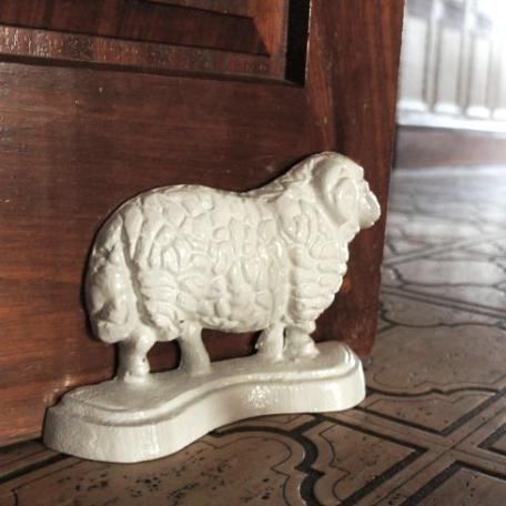 White Sheep Door Stop in Situ White Sheep Door Stop in Situ