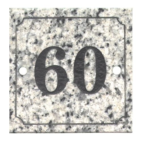 White Granite Number sign with a Black Number 60 White Granite Number sign with a Black Number 60