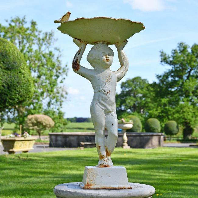 Cherub Bird Bath in a Cream Finish