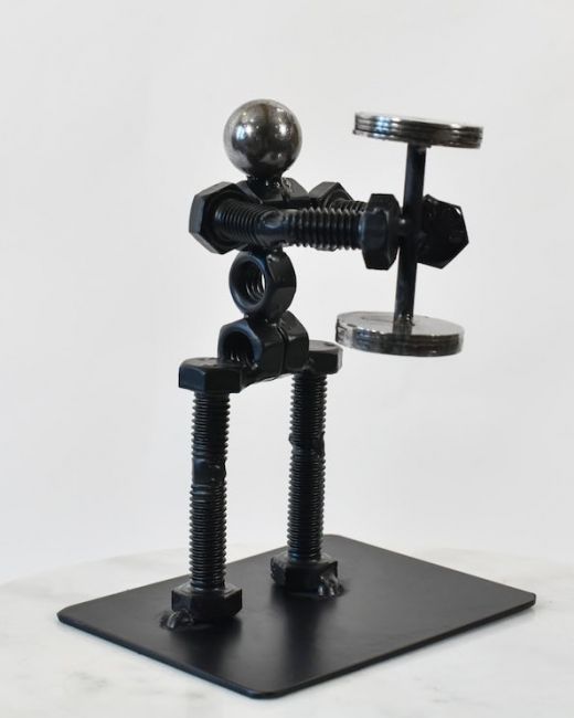 Recycled Metal Weight Lifting Sculpture Recycled Metal Weight Lifting Sculpture