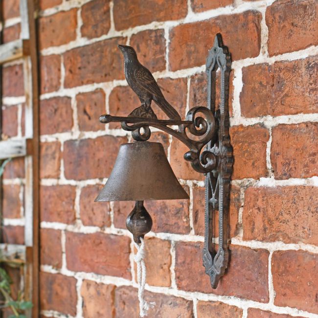 Rustic Cast Iron Bird Garden Bell Rustic Cast Iron Bird Garden Bell
