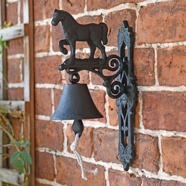 Horse Design Black Cast Iron Garden Bell Horse Design Black Cast Iron Garden Bell