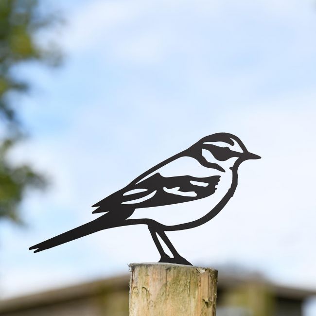 Yellow Wagtail Steel Fence Topper in Black