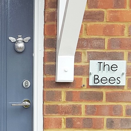 Bee Door Knocker Bright Chrome Grey Door