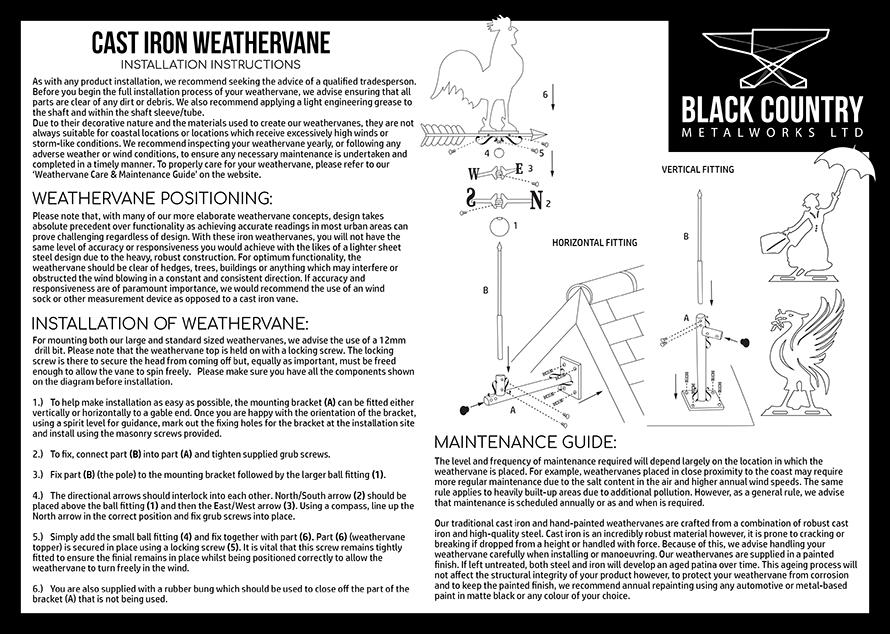 Cast Iron Weathervane Installation & Positioning