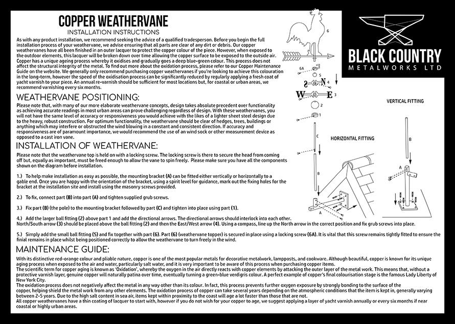 Installation & Positioning Guide For Copper Weathervanes